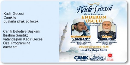 Canik Belediyesi'nden Kadir Gecesi Programı 